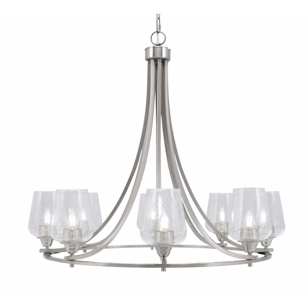 Toltec Lighting 3408-Bn-210 Paramount - 8 Light Uplight Chandelier-31 Inches Tall And 34.25 Inches Wide, Finish Color: Brushed Nickel, Glass Color: Clear Bubble