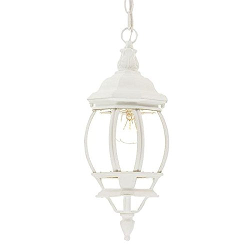 Acclaim 1-Light Outdoor Hanging Lantern, Textured White, Glass, Model 5056TW, Size 6.25 x 17.5 inches