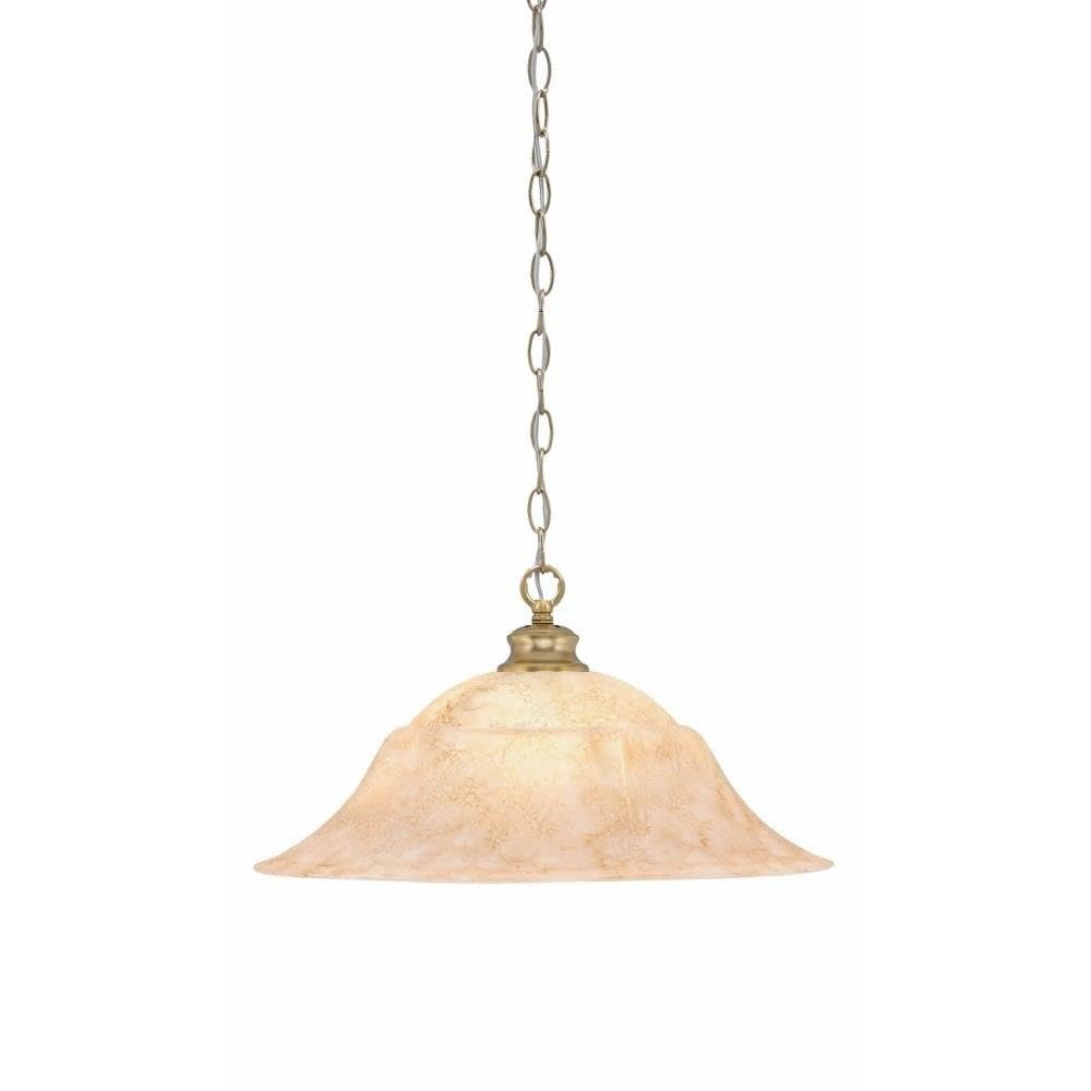 Toltec Lighting 92-NAB-53818 Chain - 1 Light Chain Hung Pendant-10.25 Inches Tall and 20 Inches Wide, Finish Color: New Age Brass, Glass Color: Italian Marble