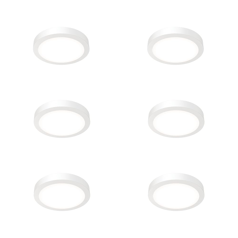 Juno Slim Basics 6 Inch Led Ceiling Light, Low Profile Surface Mount Downlight For Shower Or Closet Lighting, 3000K/4000K/5000K 