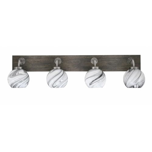 Toltec Lighting 1774-Gpdw-4109 Oxbridge - 4 Light Bath Bar-9 Inches Tall And 36.5 Inches Length, Finish Color: Graphite/Painted Distressed Wood-Look Metal, Glass Color: Onyx Swirl