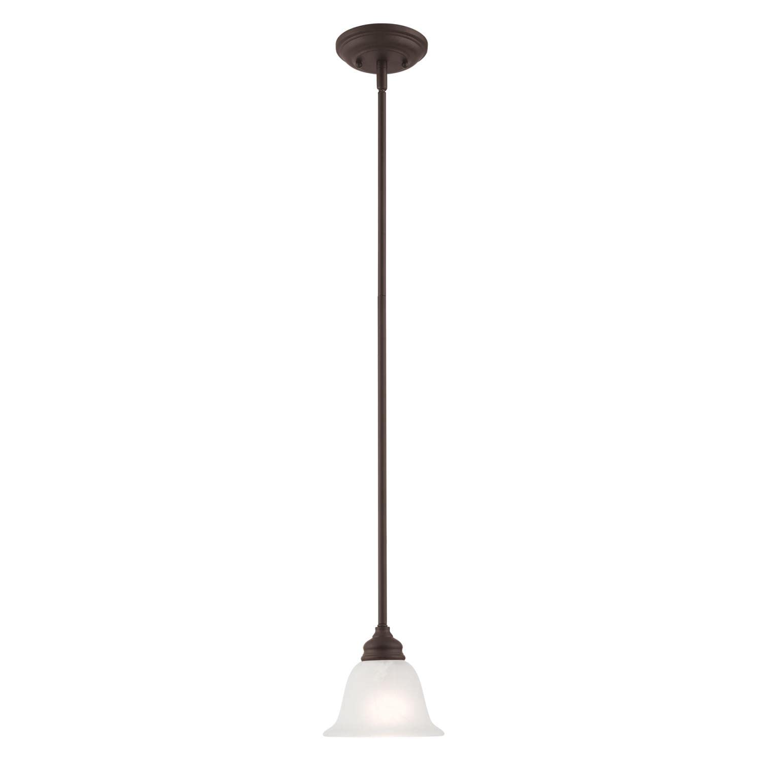 Livex Lighting Es  1-Light Mini Pendant, Alloy Steel, 6.25inL x 6.25inW x 44.5inH, Bronze, Model 1340-07