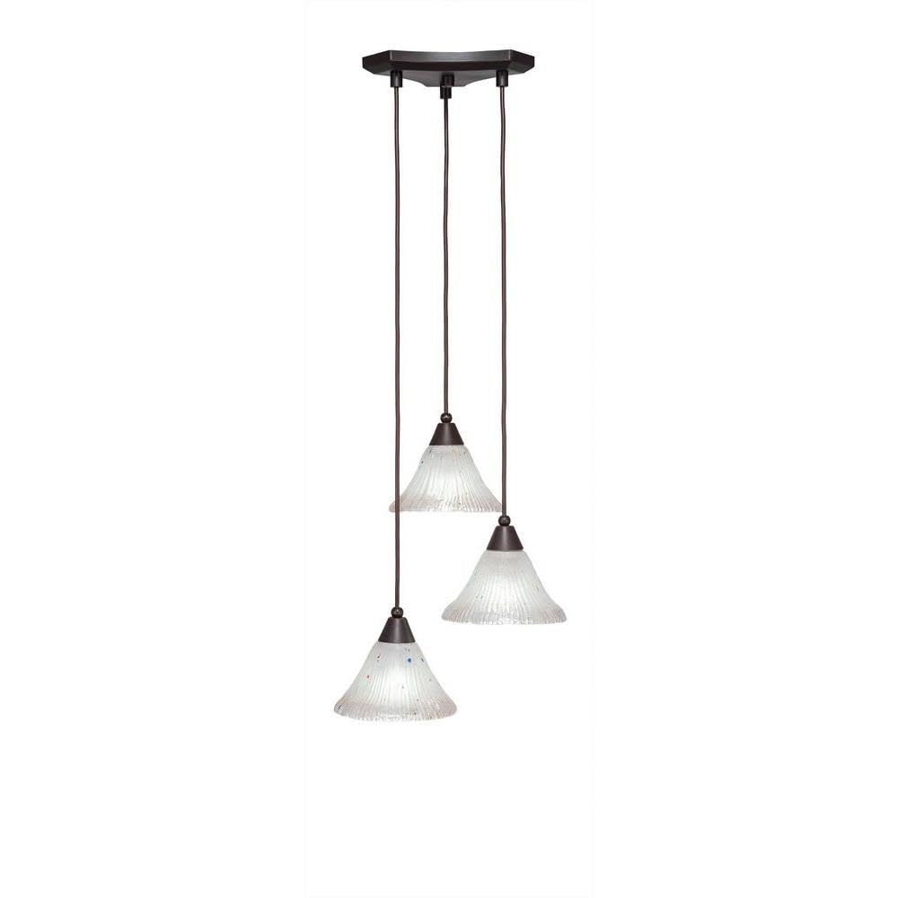 Toltec Lighting 28-Dg-751 Europa 3 Light Multi-Light Mini Pendant With Frosted Crystal Glass, 7&quot;, Dark Granite
