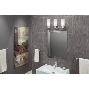 Moen 3-Light Dual-Mount Bath Vanity Fixture, Frosted Glass, Brushed Nickel, Model DN0763BN