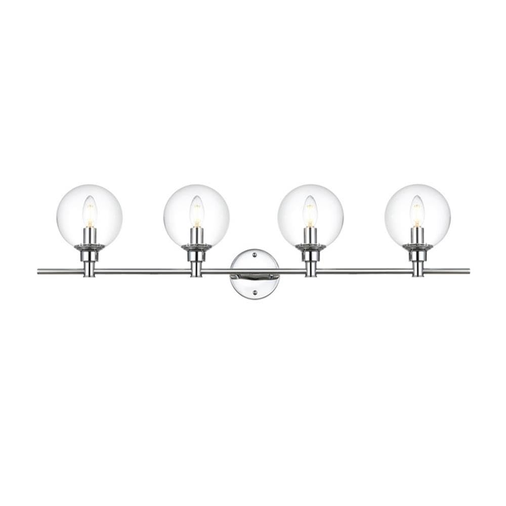 Living District Jaelynn 4-Light Iron & Glass Bath Sconce in Chrome/Clear