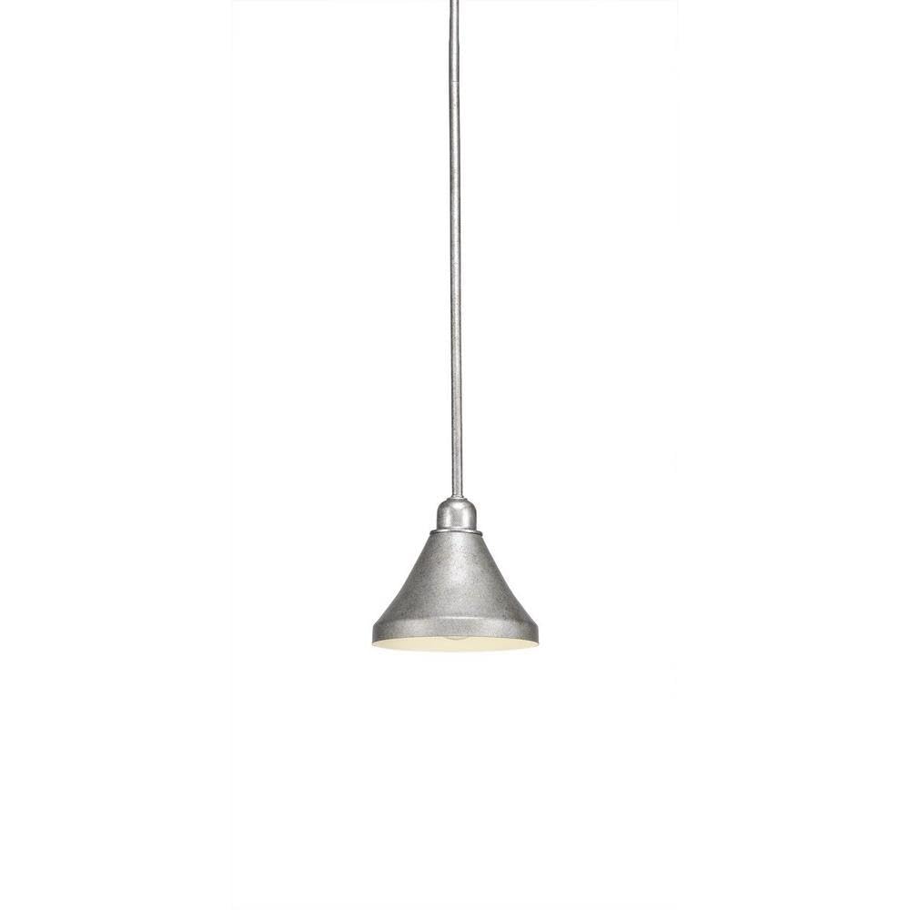 Toltec Lighting 281-As-410 Vintage Stem Mini Hang Straight Swivel Pendant With Metal Shades, 7&quot;, Aged Silver