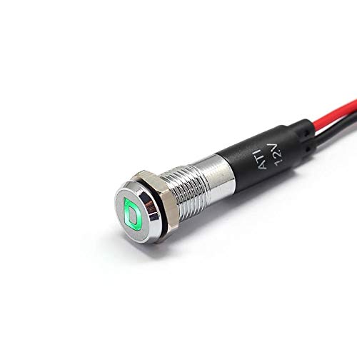 Alpinetech PL8MS 8mm 5/16 12V LED Metal Signal Indicator Pilot Dash Light with Symbols (Drive)