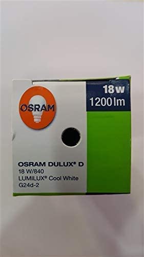 OSRAM Dulux D 18W/840 Double Tube 2 Pin Base Compact Fluorescent Bulb - Model 0220-018840o, Copper
