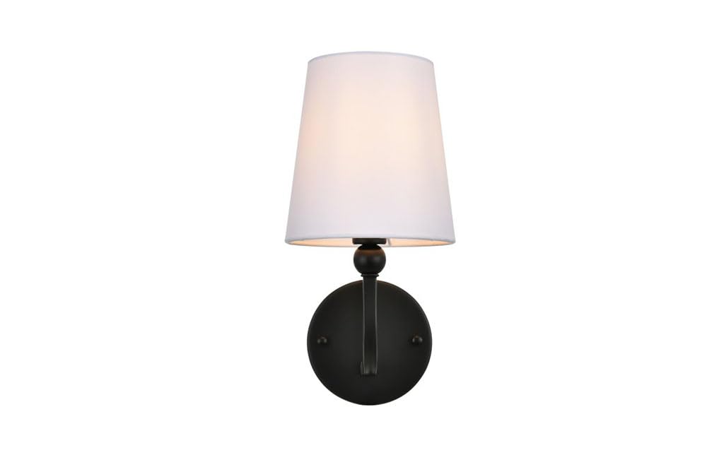 Living District Colson 1-Light Metal & Fabric Bath Sconce In Black/White