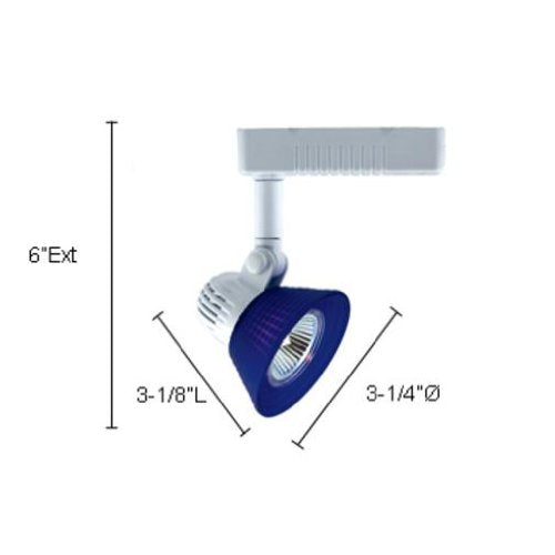 Jesco Lighting Hlv10750Bu/Wh Mini Deco 107 Series Low Voltage Track Light Fixture, 50 Watt, Blue Glass, White Finish