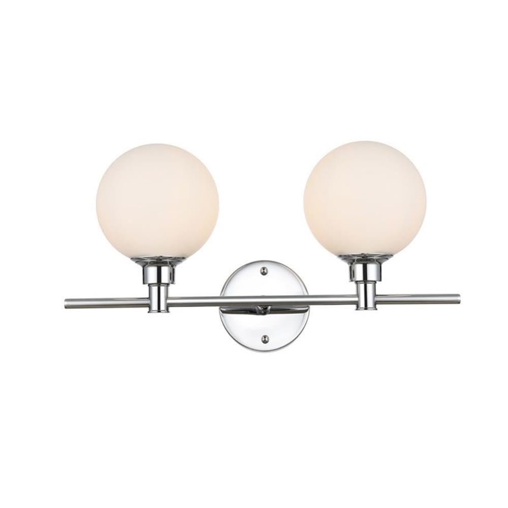 Living District Cordelia 2-Light Iron/Glass Bath Sconce in Chrome/Frosted White