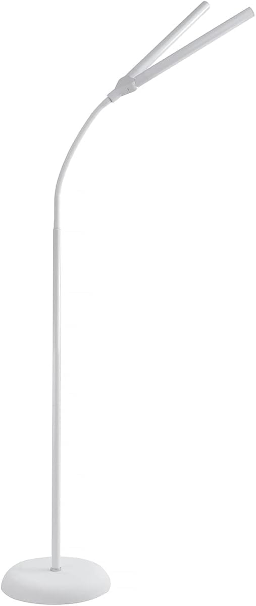 Daylight Duo Floor Company Lamp Led-Eye Care-Anti Glare-6,000 Kelvin-4 Step Dimmer-13.5W, White