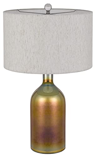 Cal Lighting Bo-3039Tb Inzago Iridescent Glass Table Lamp With Linen Hardback Drum Shade, Wine