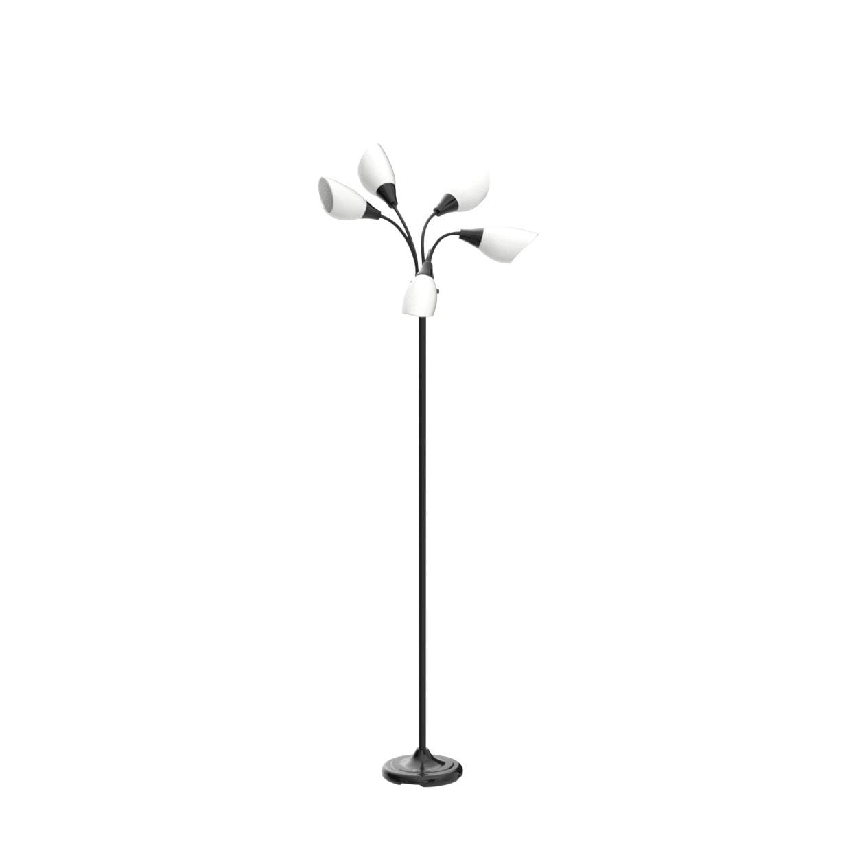 LIGHTACCENTS Multi-Head 5-Light Floor Lamp, Adjustable, Black Finish, Metal, Model 16197