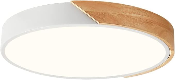 Vikaey Modern LED Ceiling Light, Dimmable 5CCT, 15.8in  Round, Metal, White