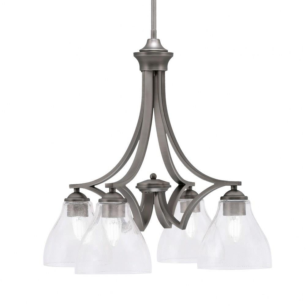 Toltec Lighting 568-Gp-4760 Zilo - 4 Light Downlight Chandelier-20.75 Inches Tall And 21.5 Inches Wide, Finish Color: Graphite, Glass Color: Clear Bubble