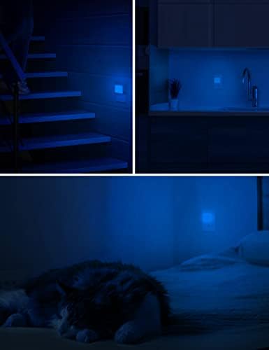 L Lohas Led Blue Night Lights Plug Into Wall 2-Pack, 0.3W Plug In Night Light, Dusk To Dawn, Bright Nightlight Auto-On/Off, For