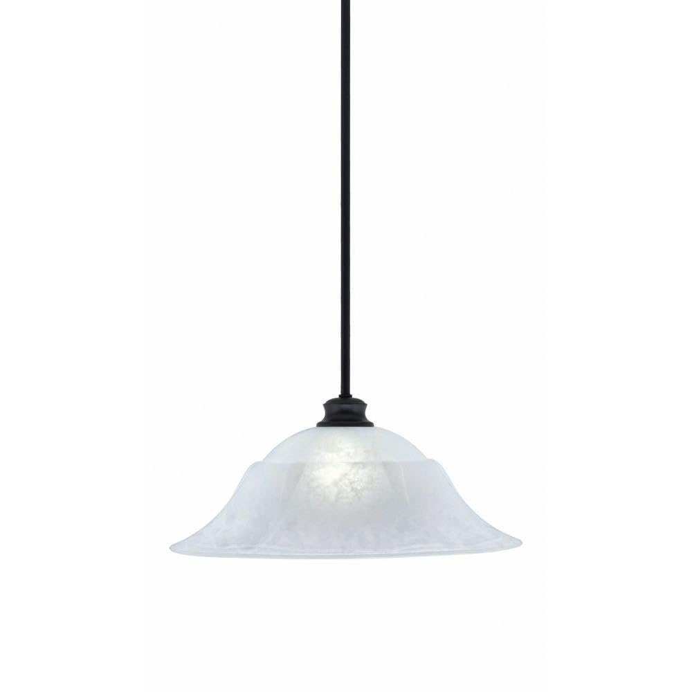 Toltec Lighting 72-MB-53815 Stem - 1 Light Pendant with Hang Straight Swivel-9.5 Inches Tall and 20 Inches Wide, Finish Color: Matte Black, Glass Color: White Marble
