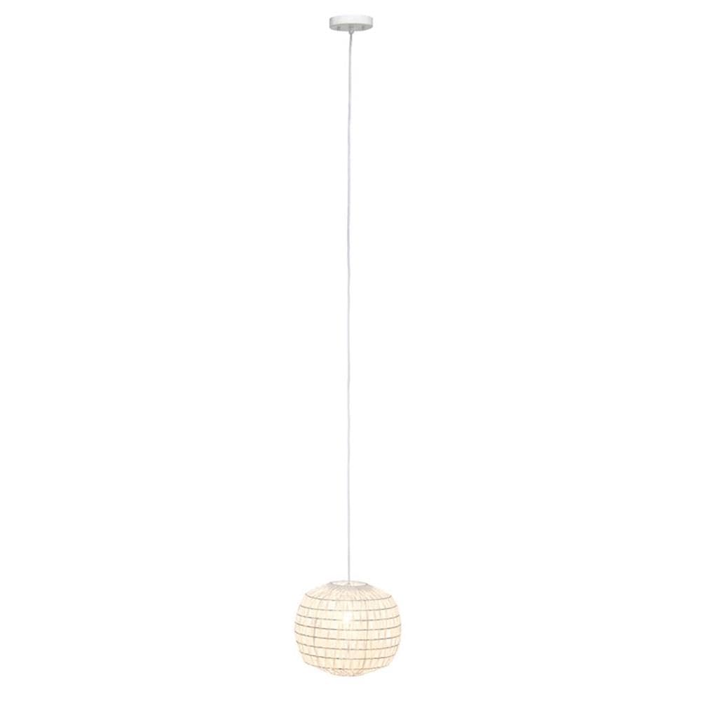 Elegant Designs Pendant Light, 1-Light Modern Bohemian, 11.38in Woven Paper Rope, White, Model PT1016-WHT