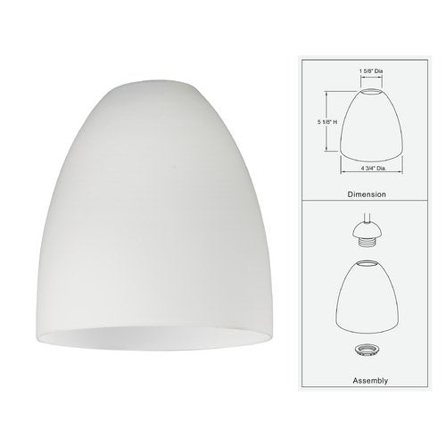 White Glass Bell Shade - Lipless With 1-5/8-Inch Fitter Opening
