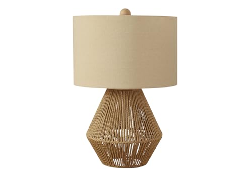 Monarch Specialties I 9628 Lightingtable Lamp, Brown Rope, Beige Shade, Transitional