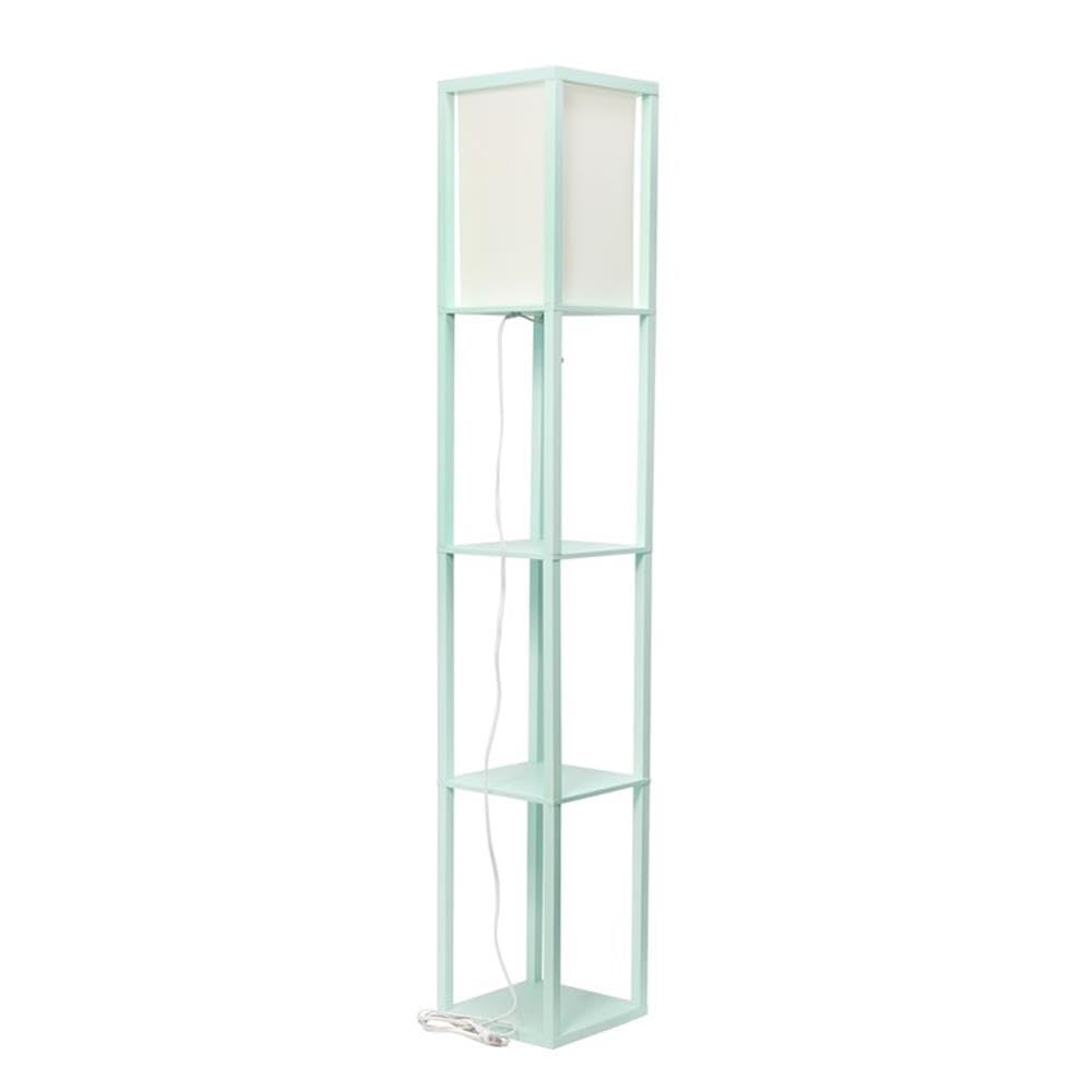 Lalia Home Aqua Column Shelf Floor Lamp With Linen Shade - Stylish Lighting For Any Space