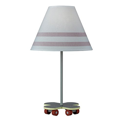 Cal Lighting Bo-5681 Kids Novelty Lamp With Beige Fabric Shades, Skateboard In White Finish