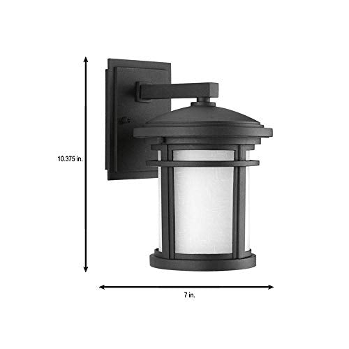 Progress Lighting 1-Light Outdoor Wall Lantern, Etched White Glass, Textured Black, Aluminum, Model P6084-31