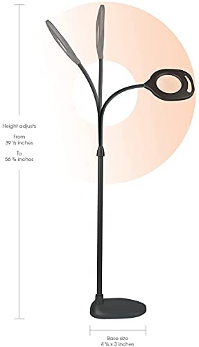 OttLite 2-in-1 LED Magnifier Floor and Table Light, 2x Optical Grade Magnifier, Black, Model 438PN9