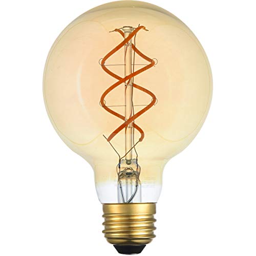 Elegant Lighting Edris 6W LED Vertical Helix Glass Light Bulb Set of 6, Amber, Model G25LED302-6PK