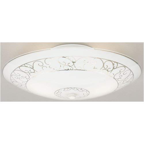 Westinghouse Two-Light Semi-Flush-Mount Ceiling Fixture, White Finish, Round, Model 6620600, Glass with Scroll Design