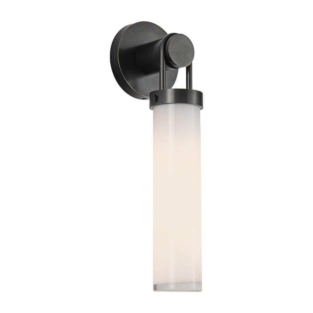 Alora Lighting Wynwood 16 Wall/Vanity Light | Urban Bronze Finish | Glossy Opal Glass | Industrial Transitional Bathroom Wall Li