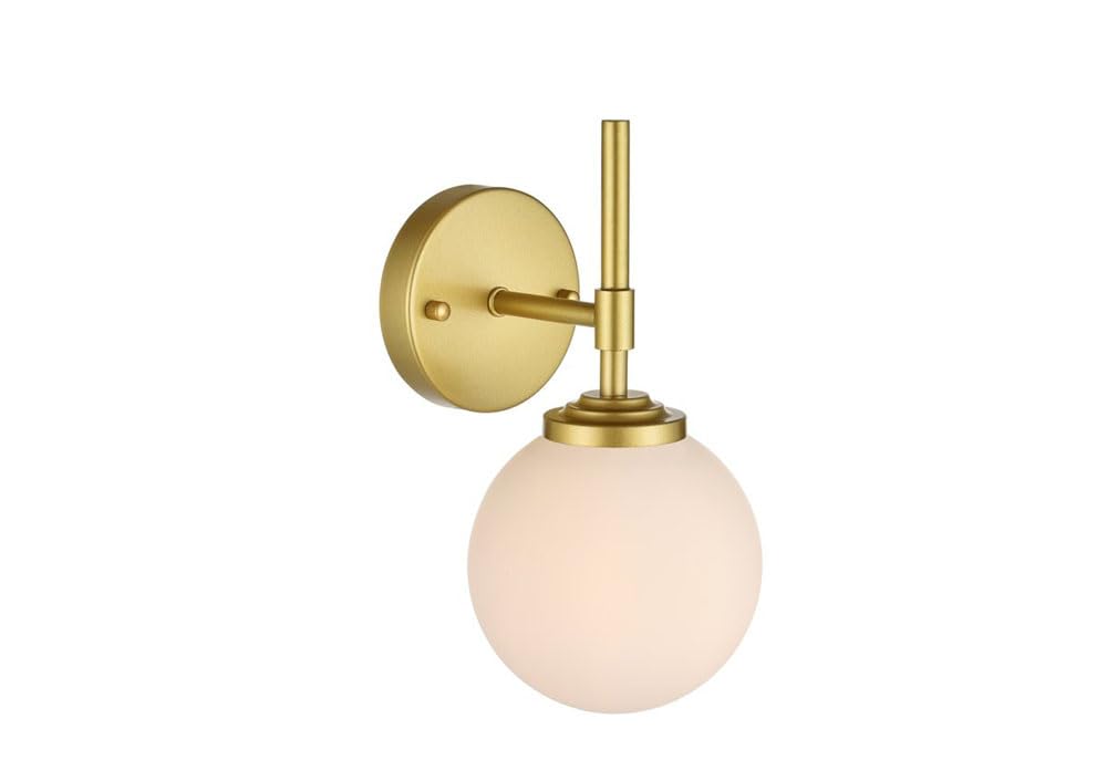 Living District Ansley 1-Light Iron & Glass Bath Sconce in Black/Frosted White