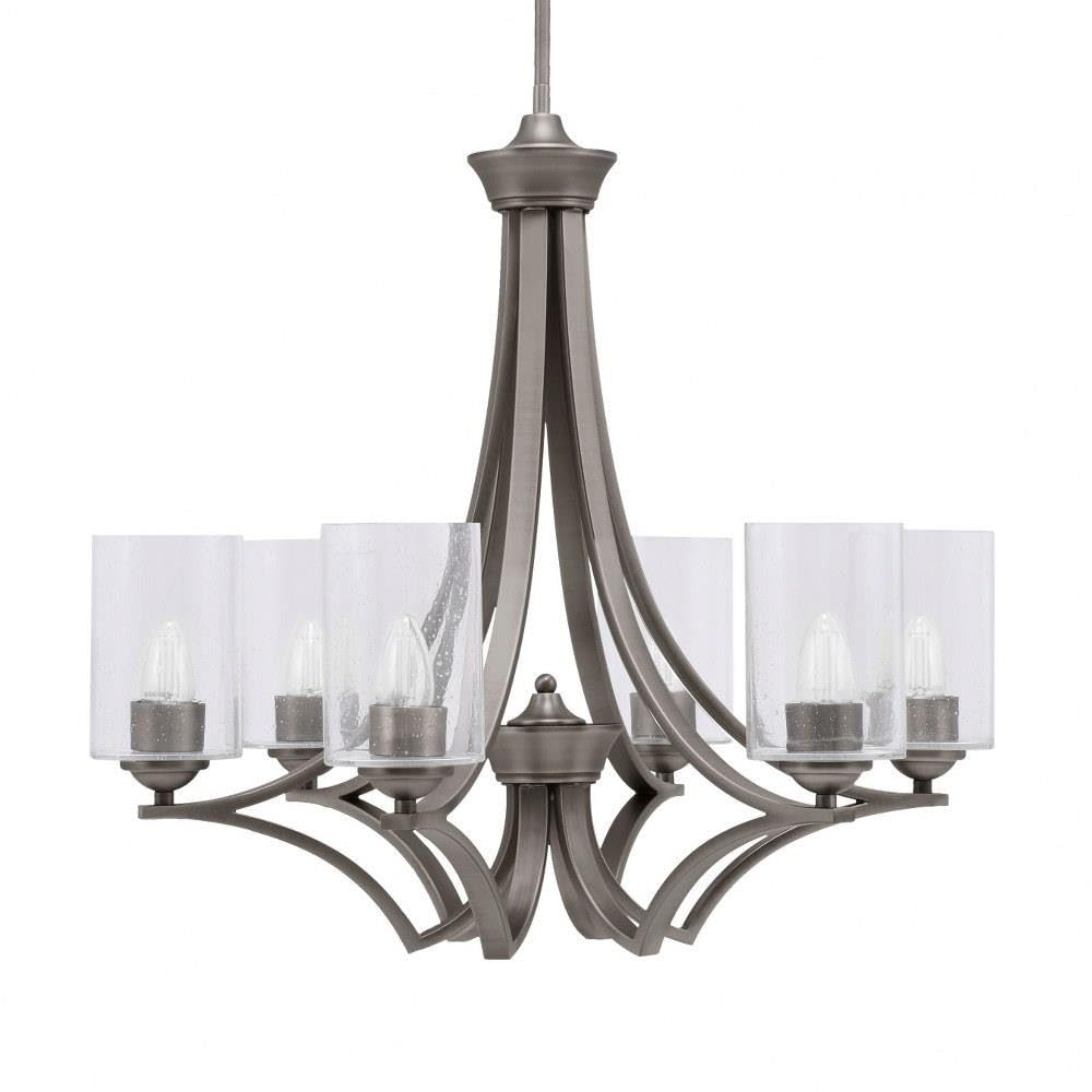 Toltec Lighting 566-Gp-300 Zilo - 6 Light Uplight Chandelier-23 Inches Tall And 24.75 Inches Wide, Finish Color: Graphite, Glass Color: Clear Bubble
