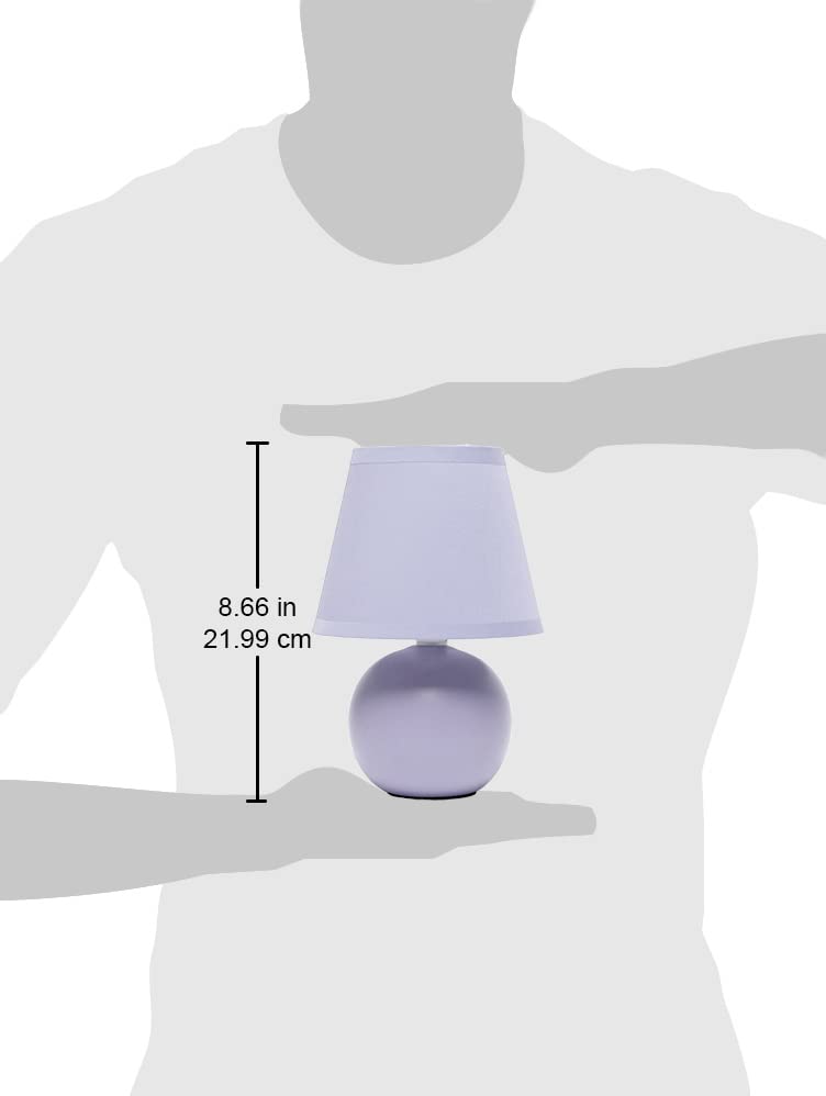 Simple Designs LT2008-PRP Mini Ceramic Globe Table Lamp, 5.51"D x 5.51"W x 8.66"H, Purple Shade