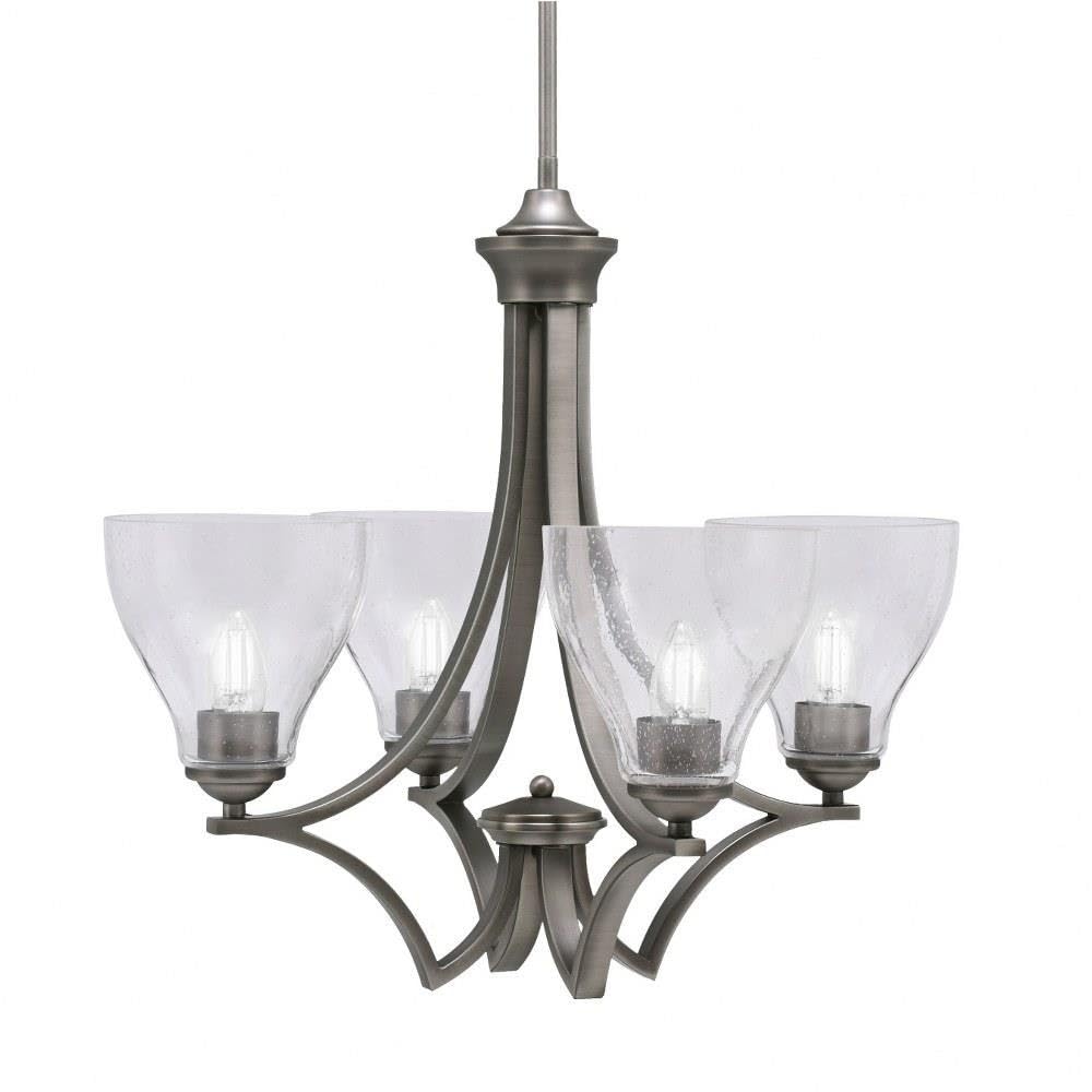 Toltec Lighting 564-Gp-4760 Zilo - 4 Light Uplight Chandelier-19.75 Inches Tall And 21.25 Inches Wide, Finish Color: Graphite, Glass Color: Clear Bubble