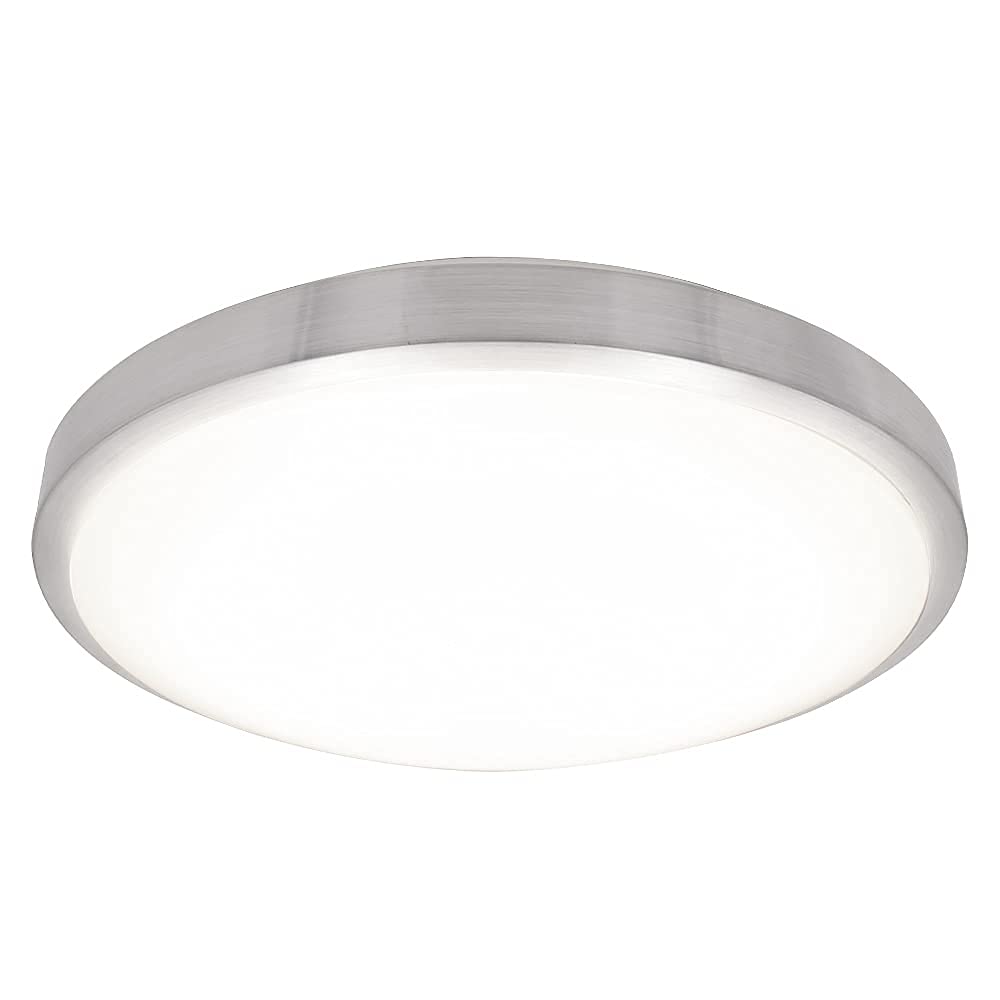 Maxxima 14 In. Led Round Flush Mount Ceiling Light Fixture,1600 Lumens, 3000K Warm White, Dimmable Indoor Fixture With Brushed A