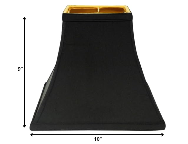 9'' X10'' Black With Gold Lining Shantung Silk Bell Lampshade