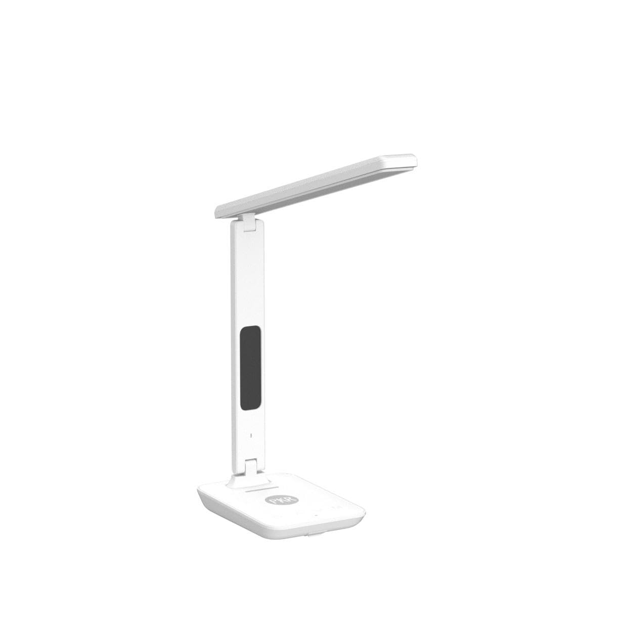 Poukaran Led Desk Lamp With Wireless Charger, Usb Charging Port, Office Table Lamp With Clock, Alarm, Date, Temperature For Home