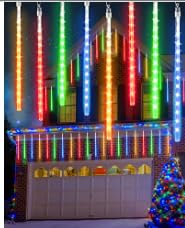 Flacchi Meteor Shower Icicle Lights - 20in 5 Tubes, 270 LED, Multi-Colored, Waterproof Christmas Decorations, Model GP-SW050DC1200T-IP44