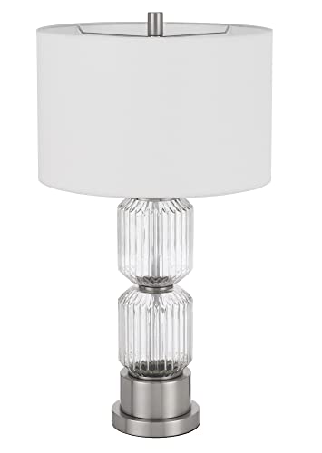 Cal Lighting Bresso Fluted Glass Table Lamp, 15inW x 27.75inH, Brushed Steel/Glass, Model BO-3040TB