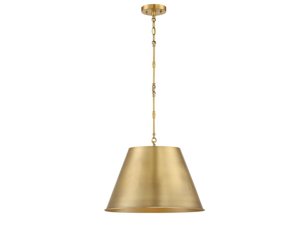 Savoy House Alden 18.25 in. W x 12.5 in. H 1-Light in Warm Brass Shaded Pendant Light with Opaque Metal Shade 7-231-1-322