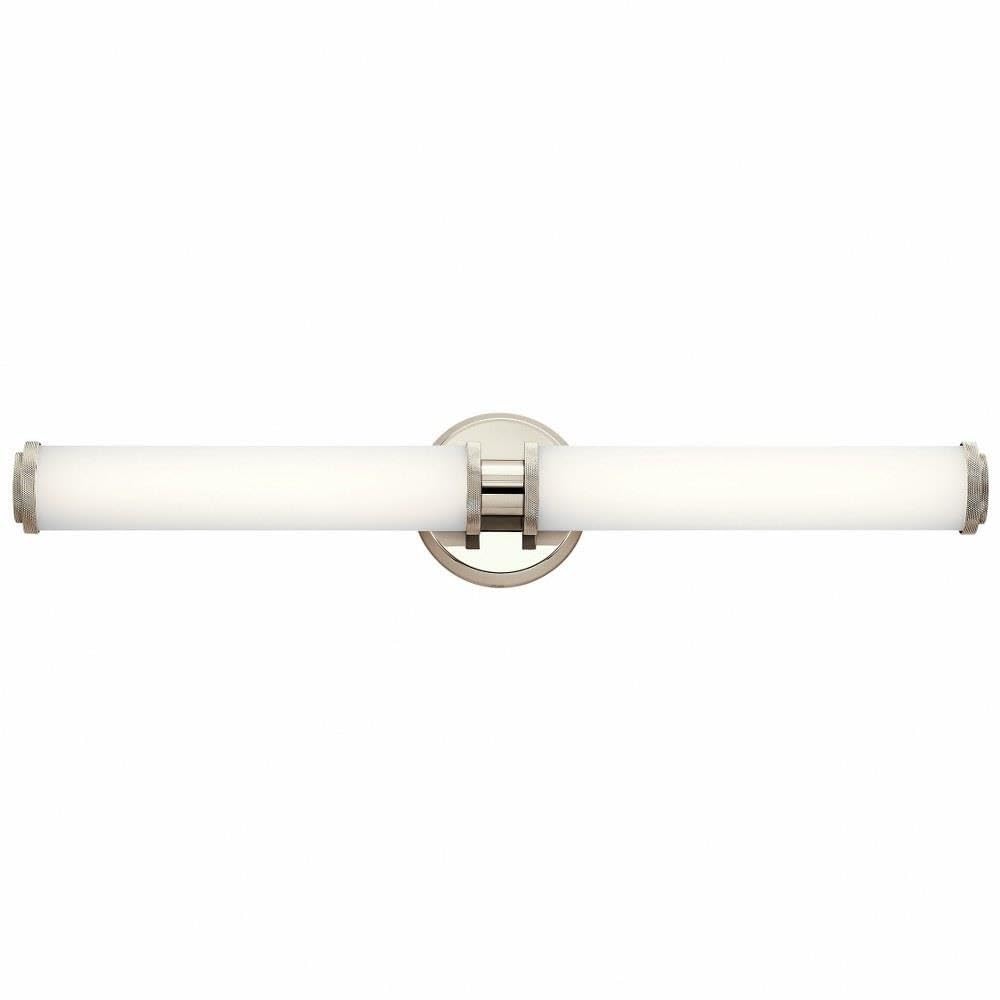 Kichler Indeco 27 LED Linear Vanity Light with Satin Etched White Glass in Polished Nickel