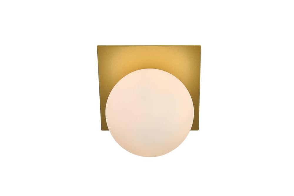 Living District Jillian 1-Light Iron & Glass Bath Sconce in Brass/Frosted White