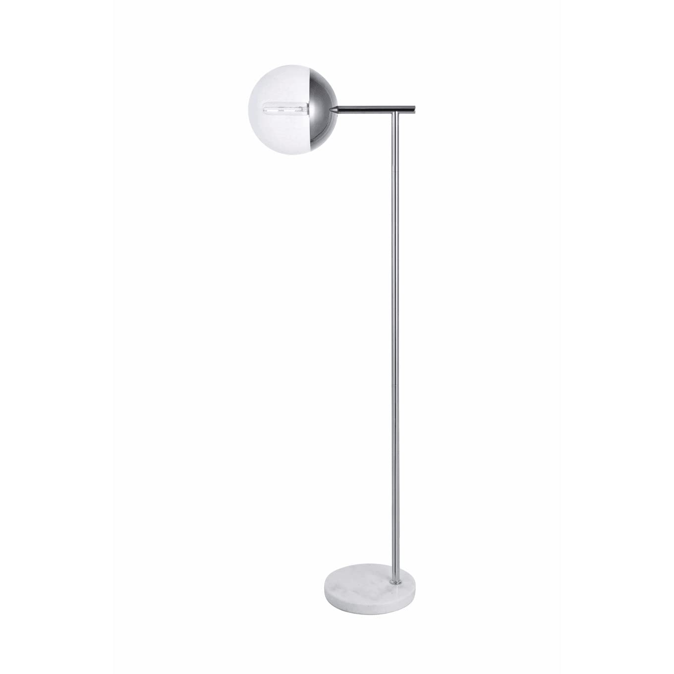 Elegant Lighting Chrome Floor Lamp, Clear Glass Shade, 1 Light, Modern Design