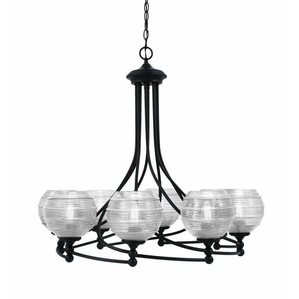 Toltec Lighting 908-Mb-5110 Capri - 8 Light Uplight Chandelier-30.5 Inches Tall And 32.5 Inches Wide, Finish Color: Matte Black, Glass Color: Clear Ribbed