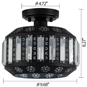 Zlepmlla Black Ceiling Light Fixture Vintage Light Fixture Ceiling Mount, French Country Ceiling Light For Bedroom Kitchen Hallw