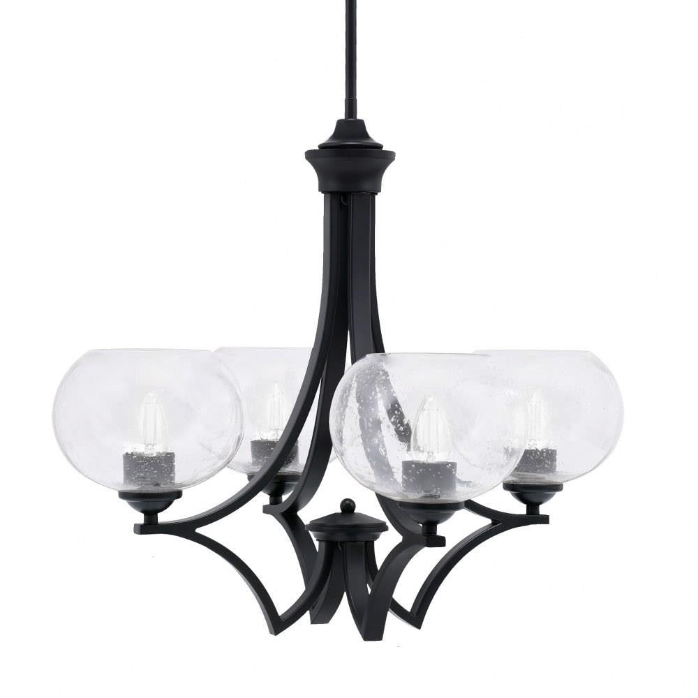 Toltec Lighting 564-Mb-202 Zilo - 4 Light Uplight Chandelier-19.75 Inches Tall And 22 Inches Wide, Finish Color: Matte Black, Glass Color: Clear Bubble