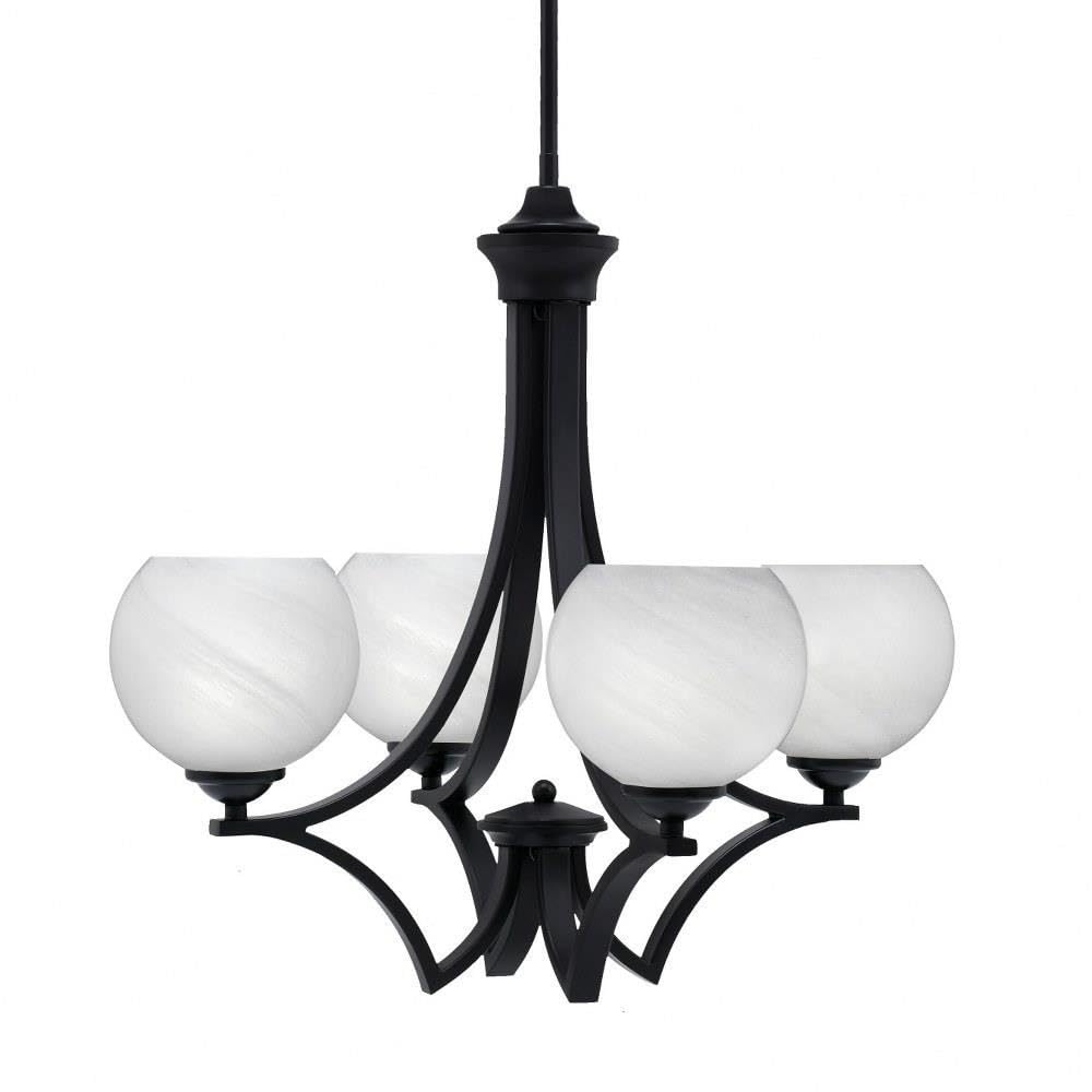 Toltec Lighting 564-Mb-4101 Zilo - 4 Light Uplight Chandelier-19.75 Inches Tall And 20.75 Inches Wide, Finish Color: Matte Black, Glass Color: White Marble