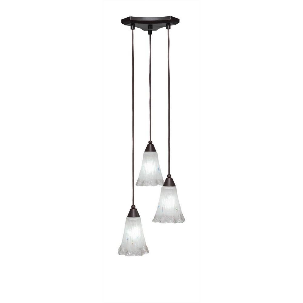 Toltec Lighting 28-Dg-721 Europa 3 Light Multi-Light Mini Pendant With Fluted Frosted Crystal Glass, 5.5&quot;, Dark Granite